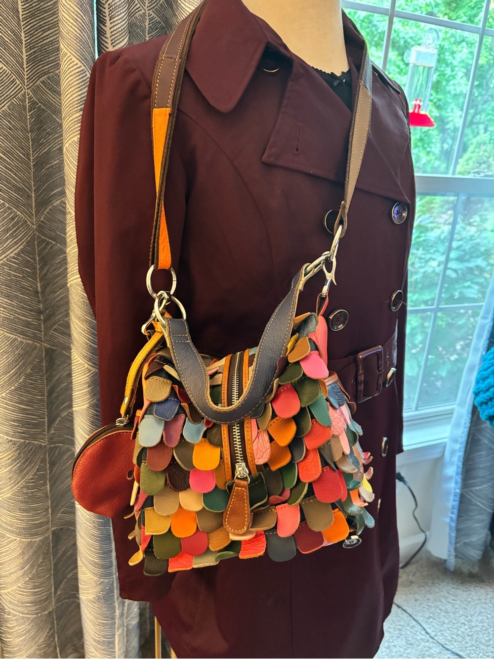 AmeriLeather Feesh Rainbow Leather Mini Shoulder Crossbody Bag